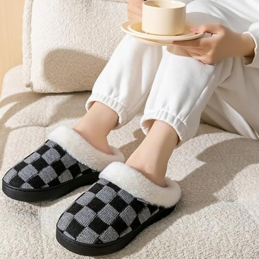 Classic Plaid Winter Warm Slippers